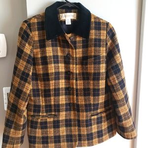 Jones New York Yellow and Black plaid wool blazer